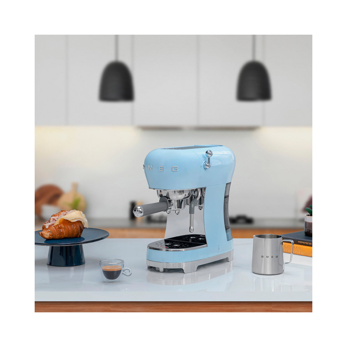 Smeg - Espresso Manual Coffee Machine Pastel Blue (ECF02PBEU)