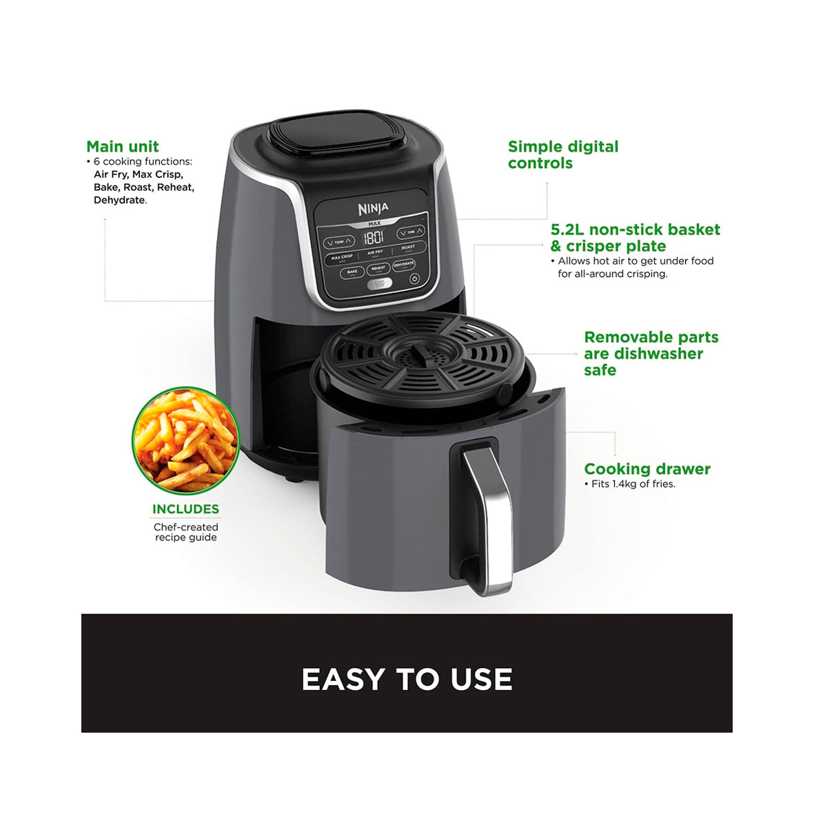 Ninja - Air Fryer 5.2L Digital Black (AF160EU)