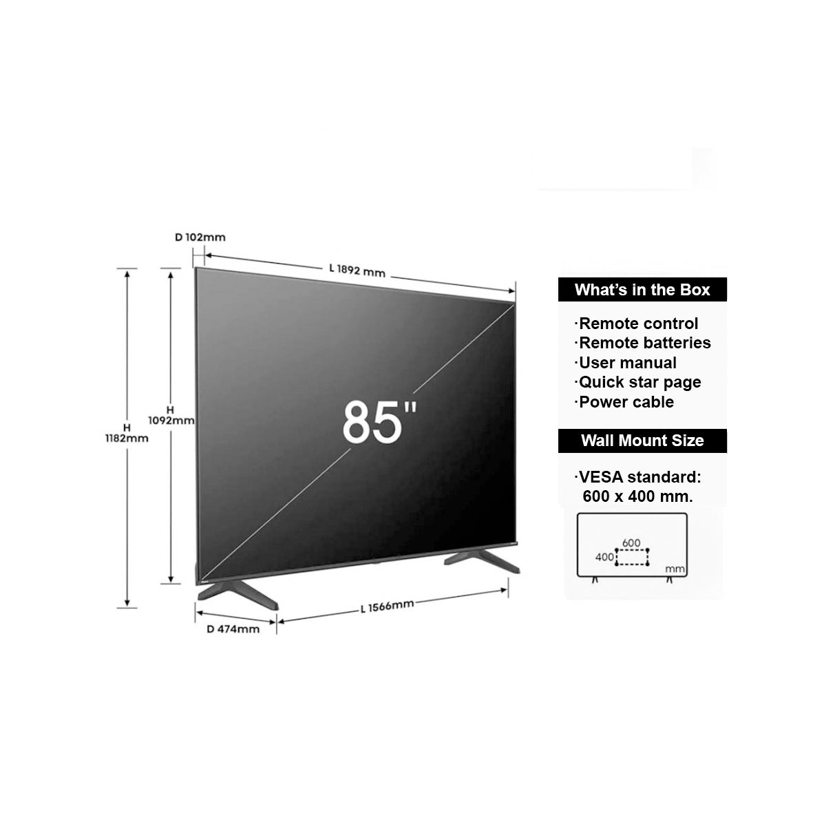 Hisense - 85" UHD Smart TV HDR (85A6N)