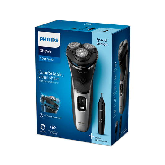 Philips - Shaver 3000 Series S3143/02 + Nose/Ear Trimmer (NT1650)