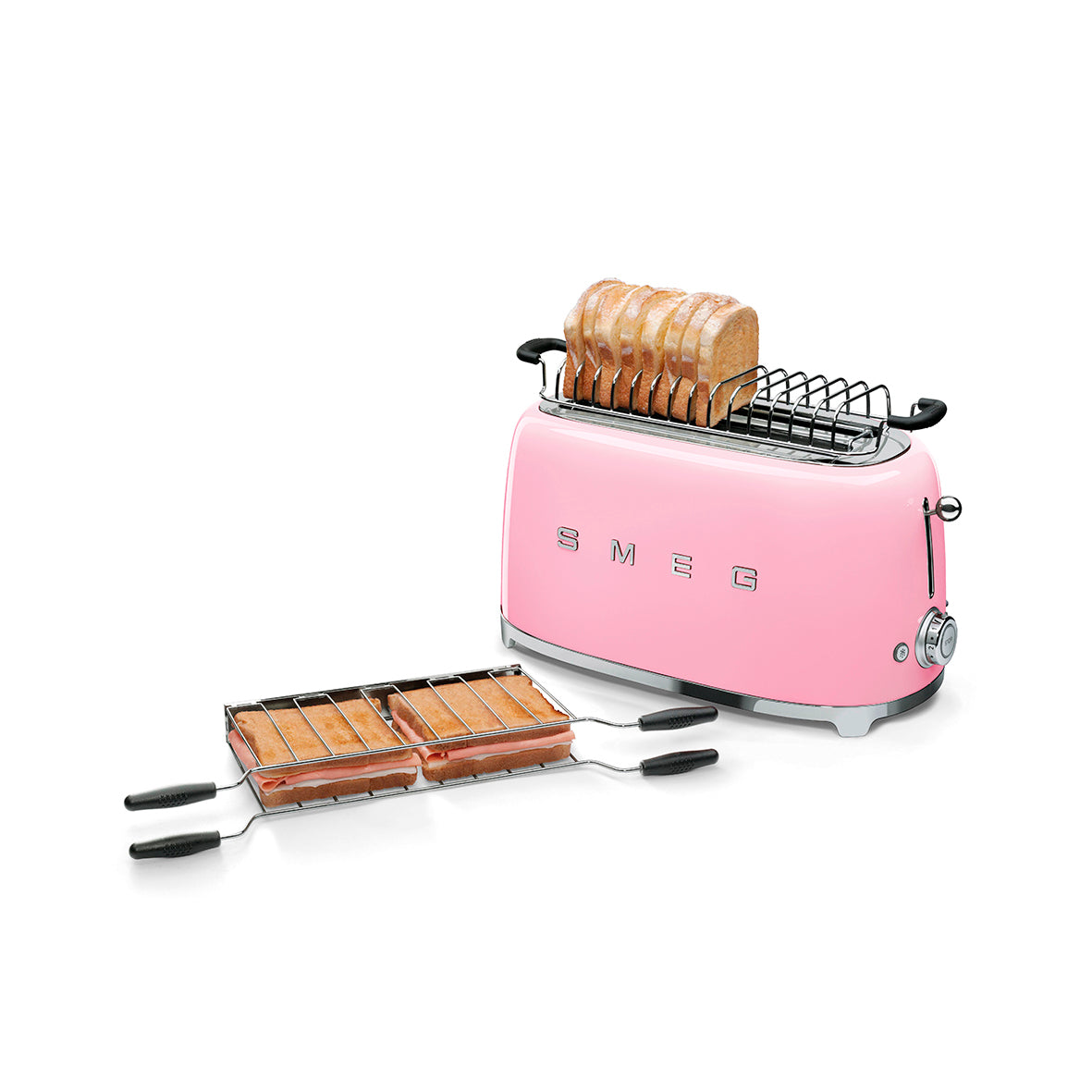 Smeg - Toaster 4 Slice, 2 Long Slot Gloss Pink (TSF02PKEU)