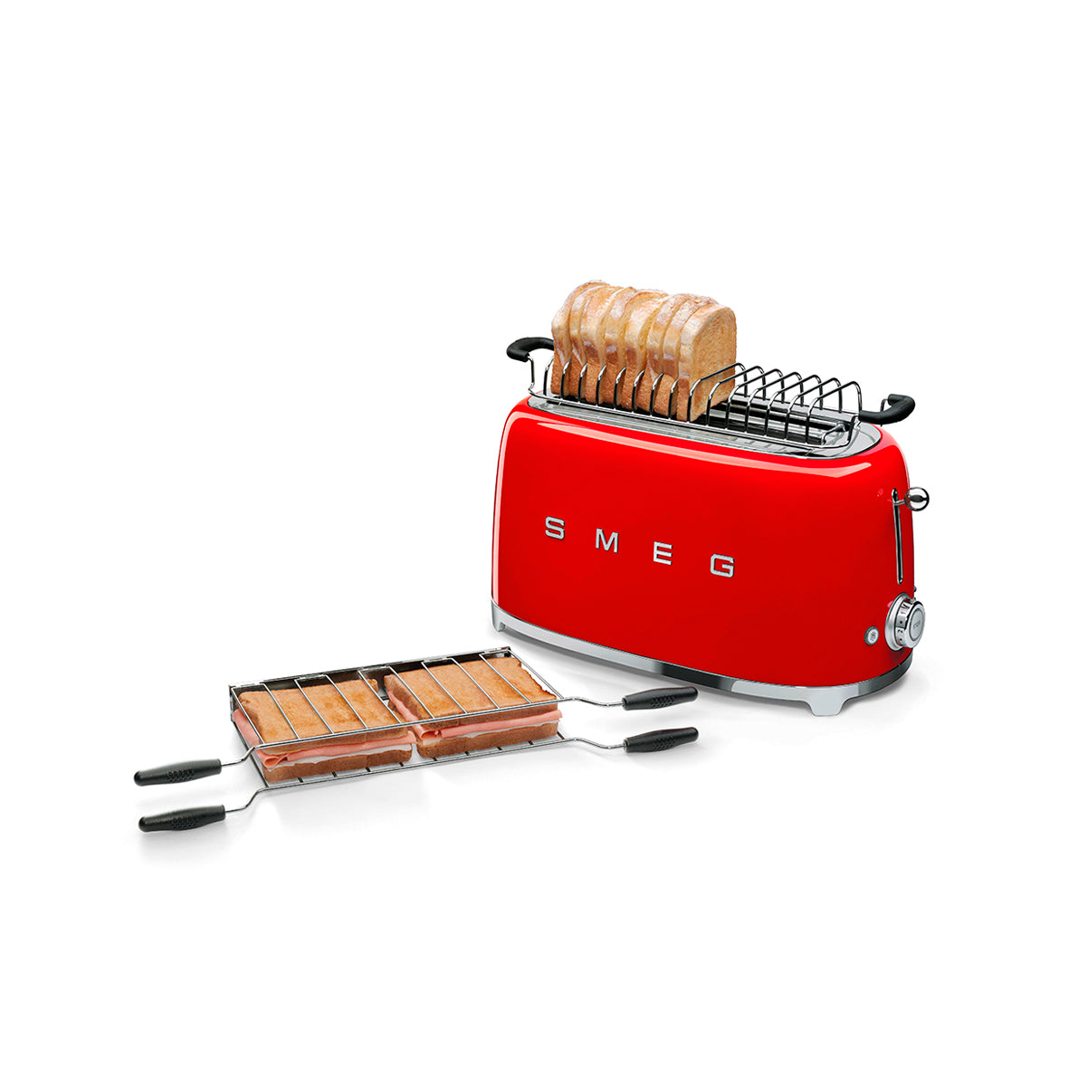 Smeg - Toaster 4 Slice, 2 Long Slot Red (TSF02RDEU)